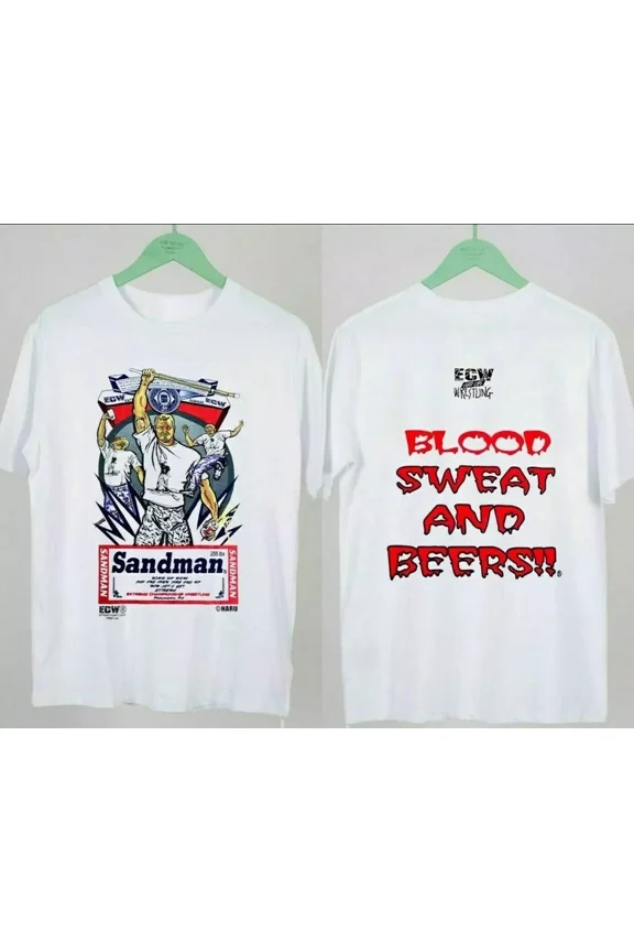 Sandman Blood Sweat Beers Shirt, Ecw Mens T-Shirt Double Sided