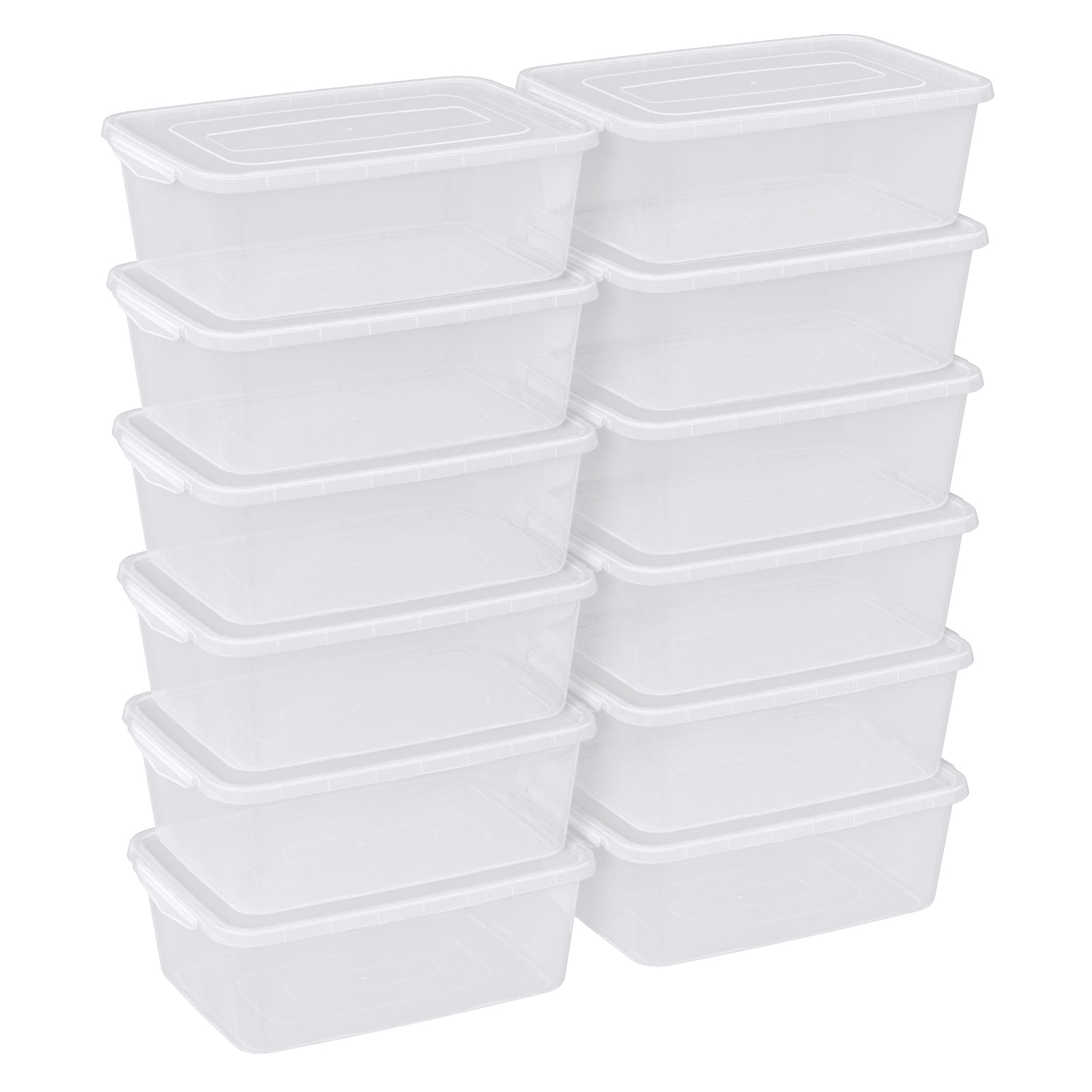 Sandmovie 12 Packs Latch Containers with Lid, Plastic Clear Storage ...