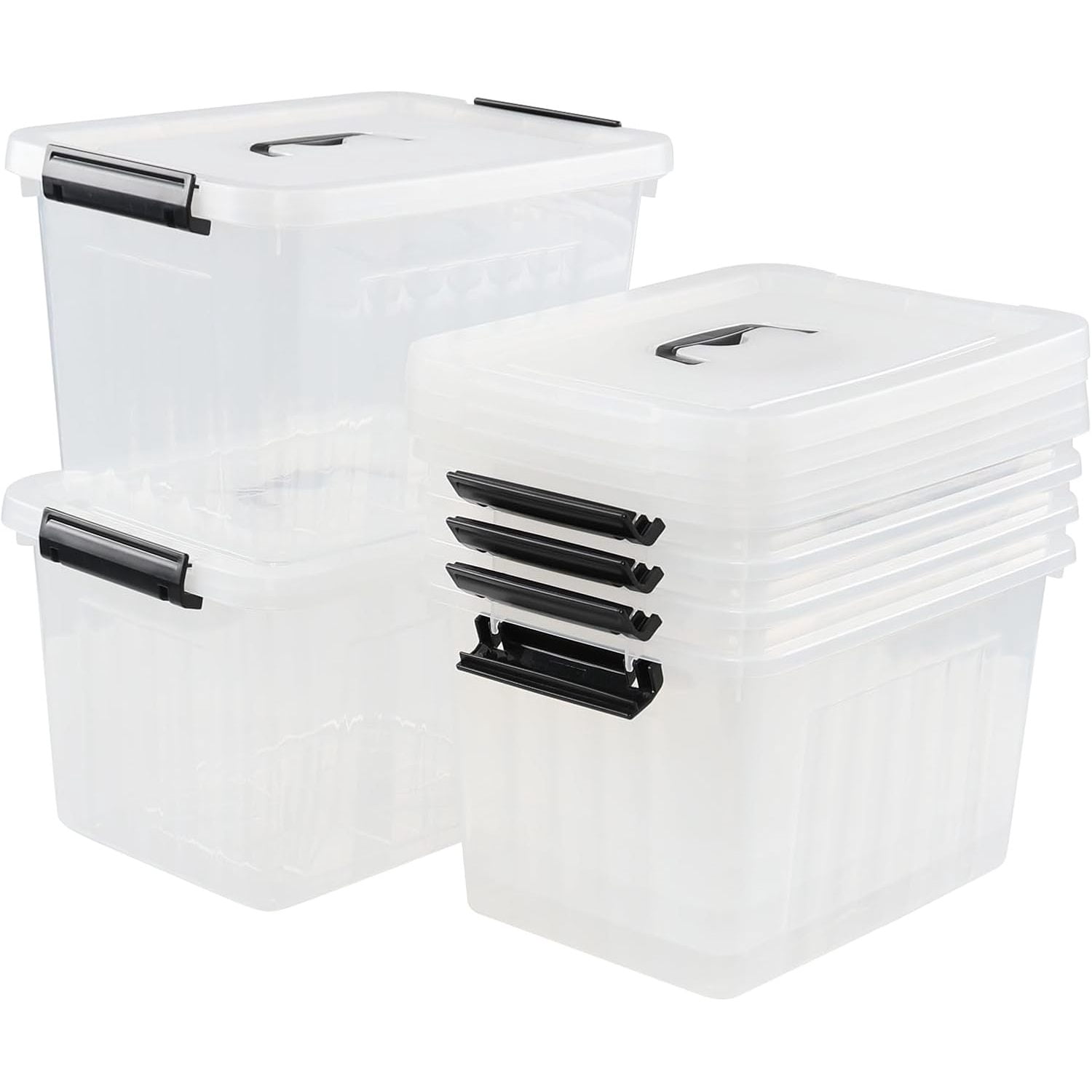 Latching Cover Box Sandmovie 12 Quart Clear Plastic Latching Storage Box, 6 Packs ...