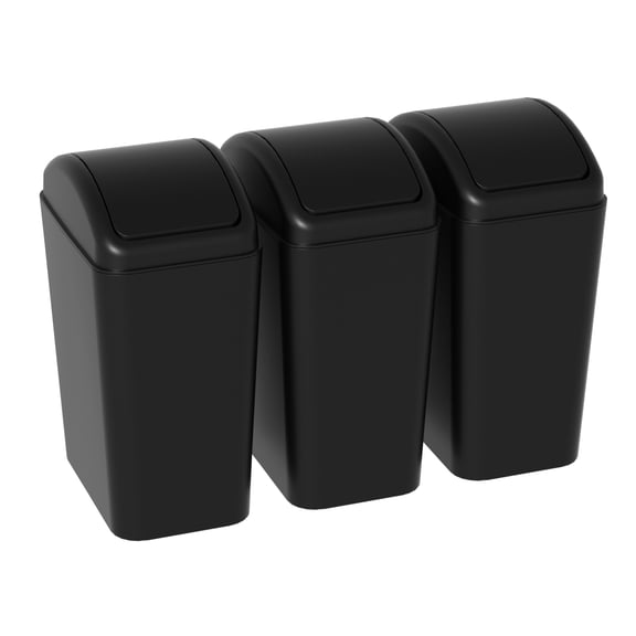 Sandmovie 3-Pack Garbage Can with Swing Top Lid, 4.5 Gallon Plastic Trash Bins, Black