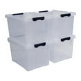thumbnail image 1 of Sandmovie 34 Quart Clear Large Plastic Storage Box, Plastic Storage Bin with Lid, Pack of 4, 1 of 8