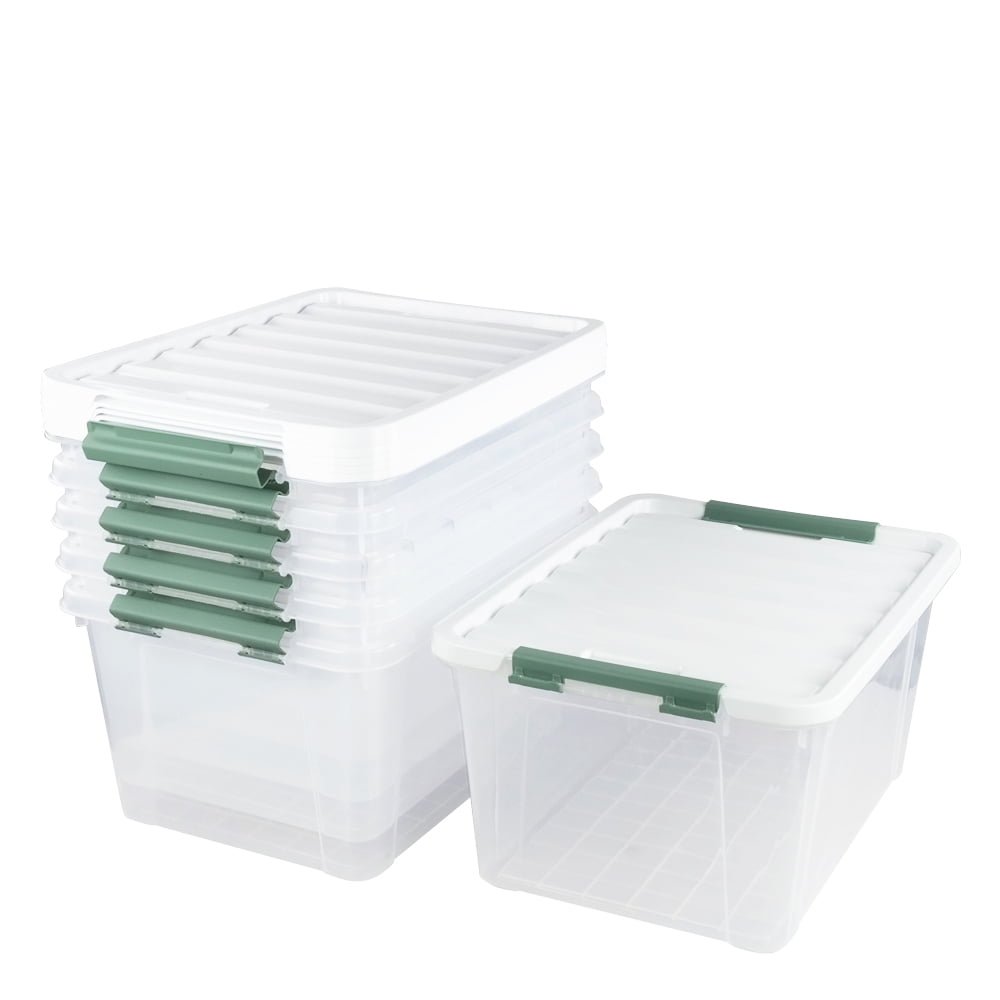 Sandmovie 35 Quart Large Clear Storage Bins with Lids, Plastic Storage