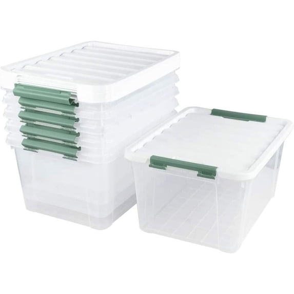 Sandmovie 36 Quart Large Clear Storage Bins, Plastic Storage Box, 6 ...