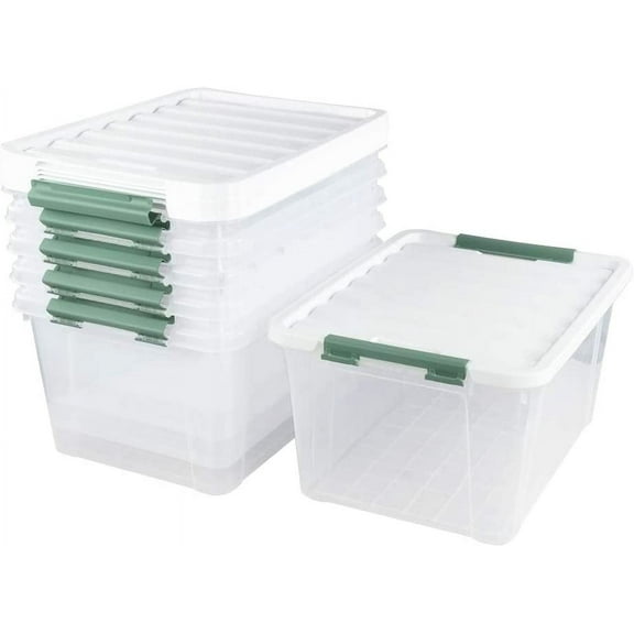 Sandmovie 36 Quart Large Clear Storage Bins, Plastic Storage Box, 6 Packs