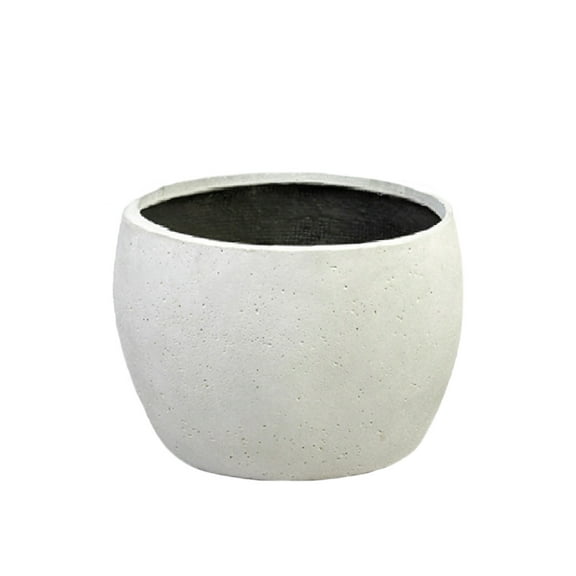 Sandora White Low Round Planter, Large