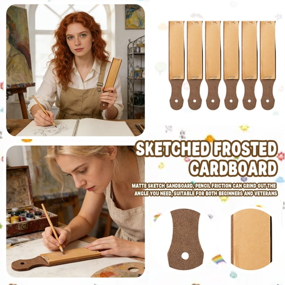Sandpaper Sharpener - 6 Pieces Sketch Sandpaper Pencil Sharpener Lead Pointer Art Drawing Tool for Adults, Teens, Artists