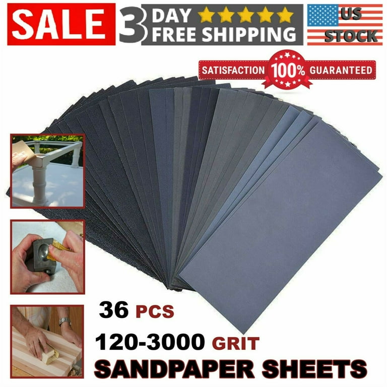 Assorted Grit Wet Dry Sandpaper Sand Paper Wood Automotive Metal Sanding  Sheets