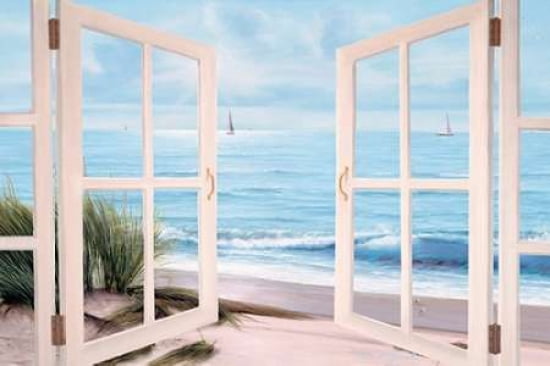 Sandpiper Beach through Door Canvas Art - Diane Romanello (24 x 36)