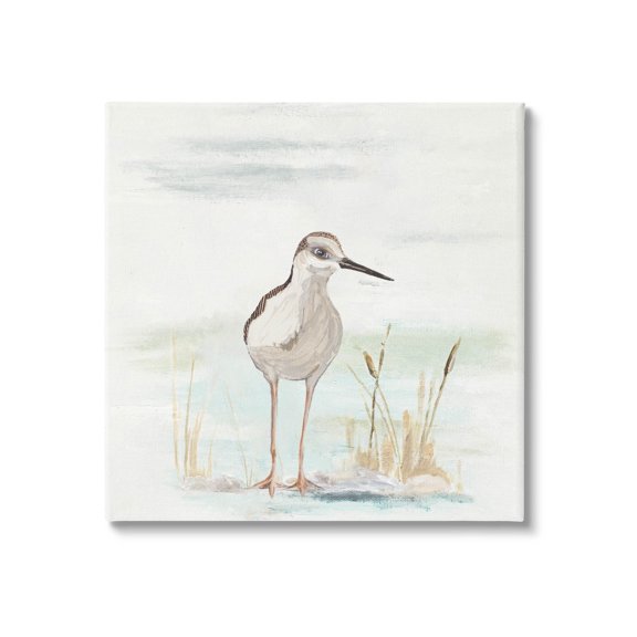 Sandpiper Bird Beach Grass Sprigs Animals & Insects Graphic Art Gallery Wrapped Canvas Print Wall Art