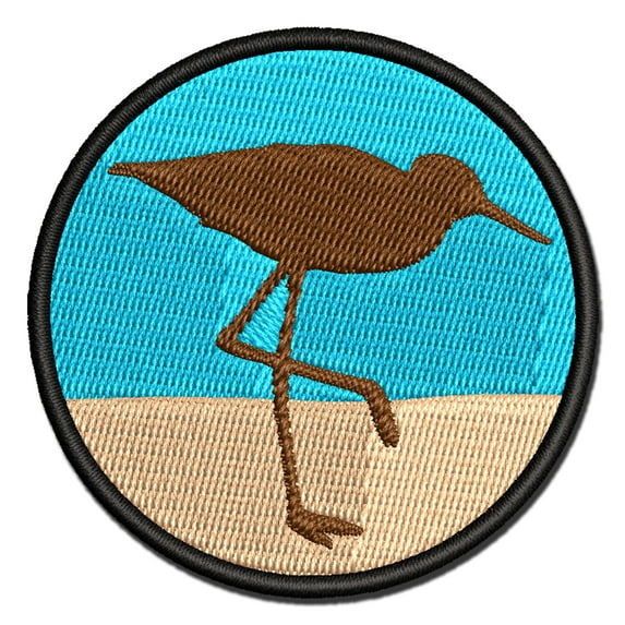 Sandpiper Bird Solid Applique Multi-Color Embroidered Iron-On Patch - 3 Inch Medium