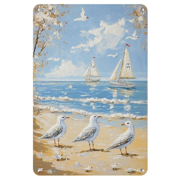 Sandpiper Birds Painting - 8x12" Iron Wall Art, Waterproof & Weather-Resistant for Home, Office, Bar, Cafe, or Garden Decor, Perfect for Room Decor