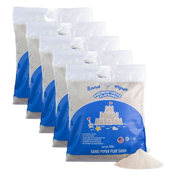 Sandpiper Play Sand for Kids, 25 Lbs Silica Sand for Sandbox, Crafts & Sensory, 5 Pack