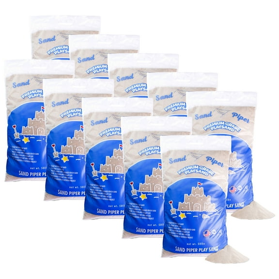 Sandpiper Play Sand for Kids, 50 Lbs Silica Sand for Sandbox, Crafts & Sensory, 10 Pack
