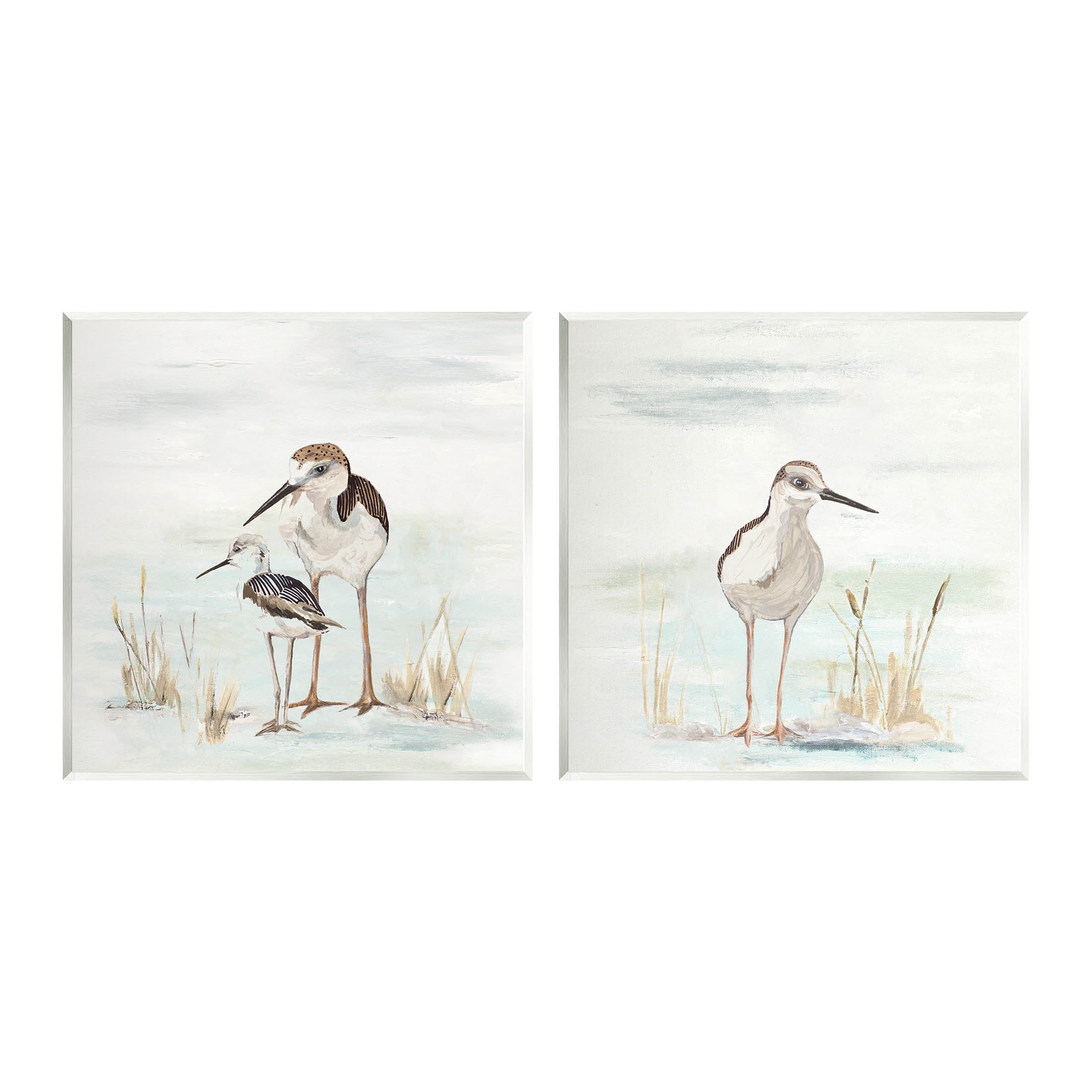 Sandpipers Among Beach Grasses Animals & Insects Graphic Art Unframed Art Print Wall Art, Set of 2
