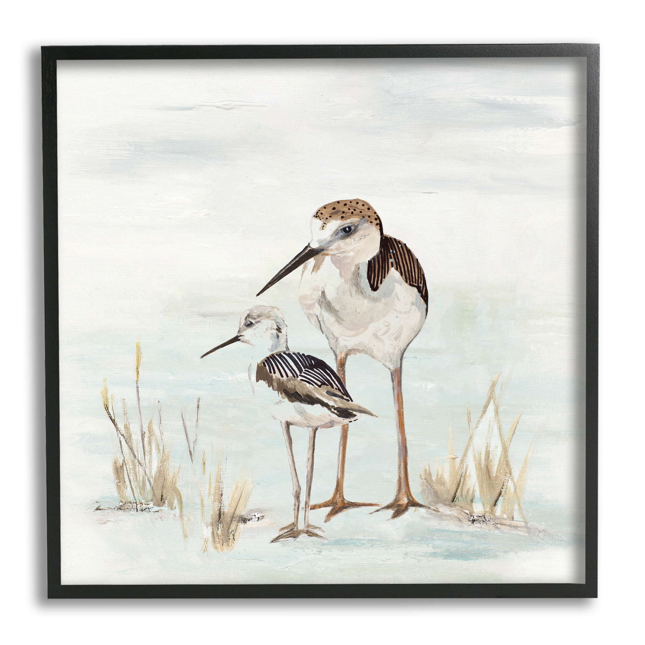 Sandpipers Duo Coastal Beach Bird Animals & Insects Graphic Art Black Framed Art Print Wall Art