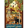 thumbnail image 1 of Sandpoint, Idaho, Forest Animals, Geometric (36x54 Giclee Gallery Art Print, Vivid Textured Wall Decor), 1 of 3