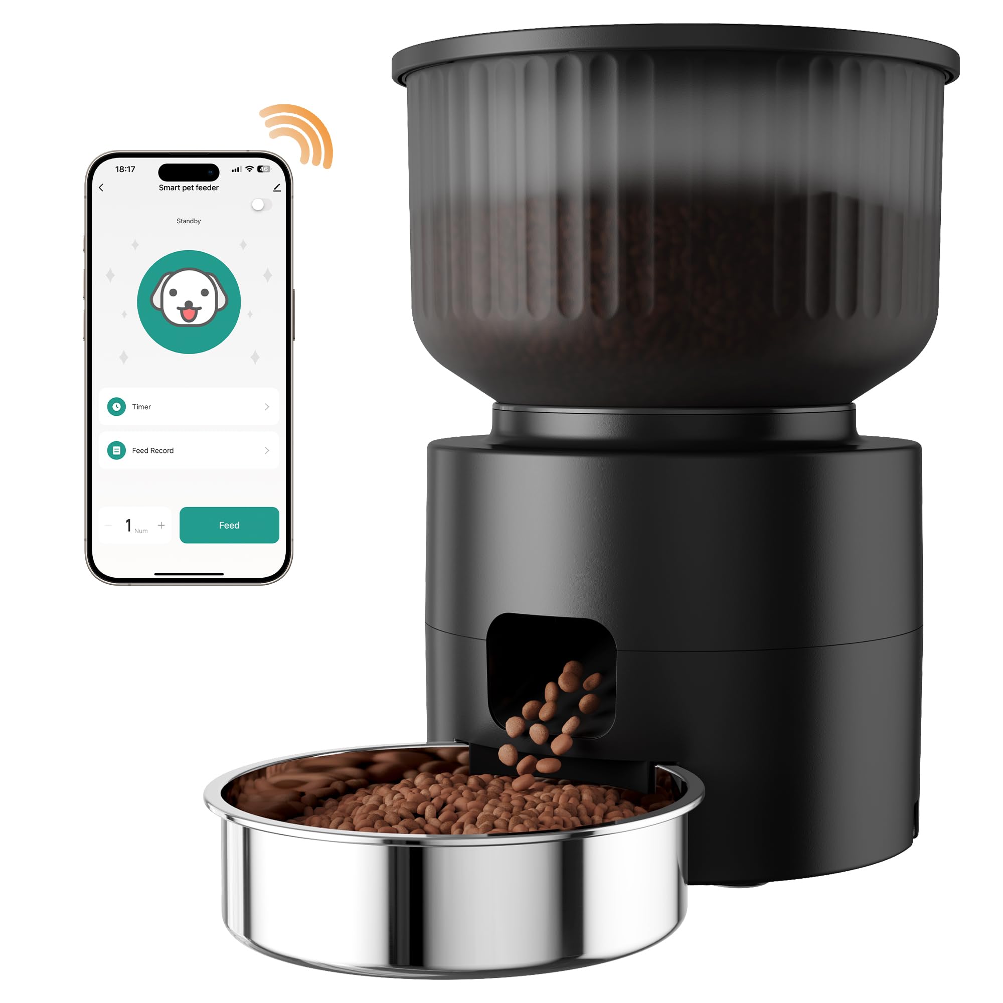 Sandpoy Automatic Cat Feeder, WiFi Cat Feeder with Control for Remote