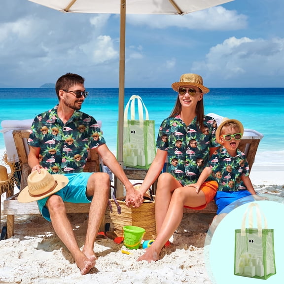 Sandproof Mesh Beach Bag, Polyester Lightweight Large Capacity Tote, Ripstop Reinforced Beach Tote, Foldable Portable Net Bag for Swim Pool Toy Grocery Storage Beach Trips
