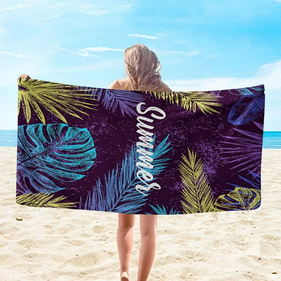 Sandproof Microfiber Beach Towel - Extra Large 30x60 Inch Quick Dry Lightweight Towel for Travel, Pool, Yoga with Non-Slip Edge (Colorful Stripes)