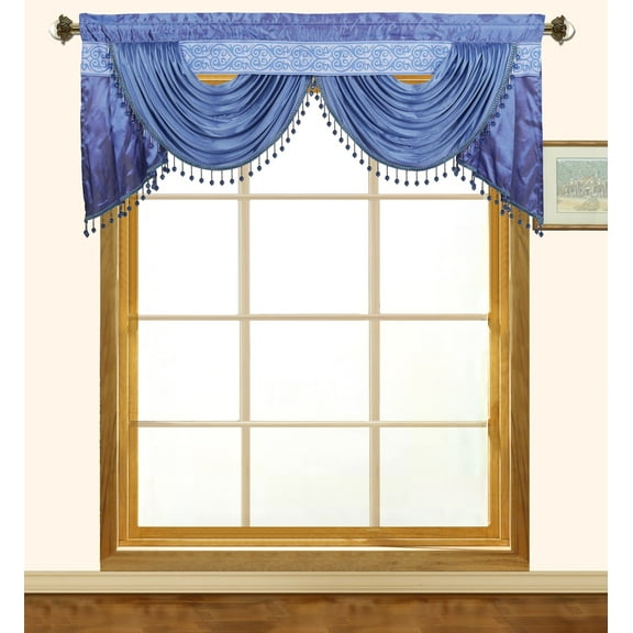 Sandra Beaded Austrian Valance and Swag Combo, Blue
