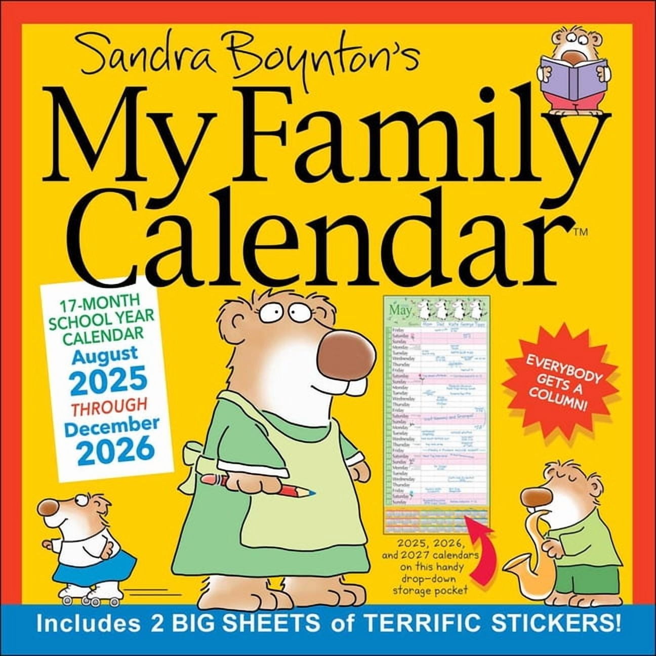 Sandra Boynton's 17-Month 2025-2026 My Family Wall Calendar, (Paperback)