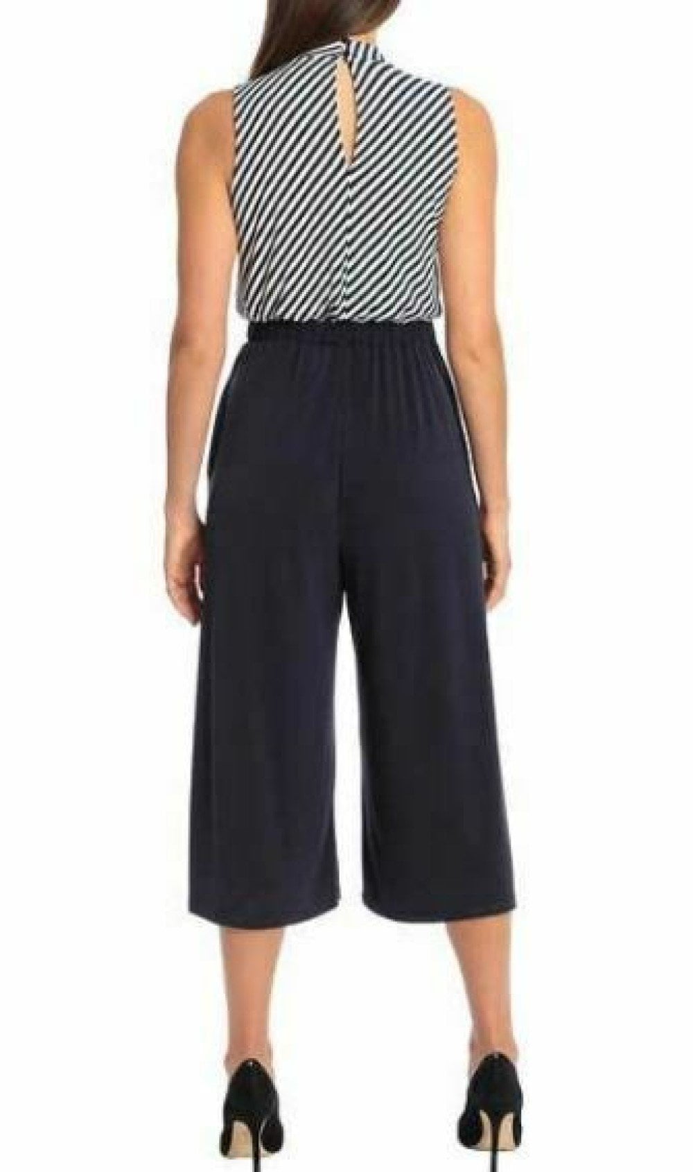 Sandra Darren Ladies' Jumpsuit Navy Ivory Sleeveless Size M