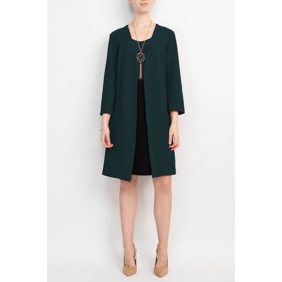 Sandra Darren Scoop Neck Sleeveless Short Dress With 3/4 Sleeves Attached Jacket by Curated Brands