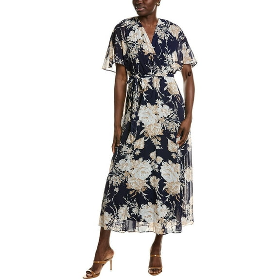 Sandra Darren womens  Surplice Midi Dress, s, Black