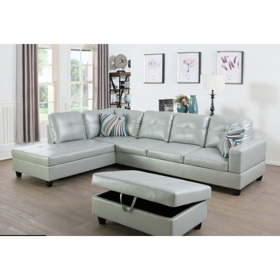 Sandra Left Hand Sectional Sofa Set with ottoman