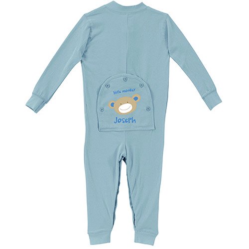 Sandra Magsamen Personalized Baby Boy Little Monkey Long Johns, Light