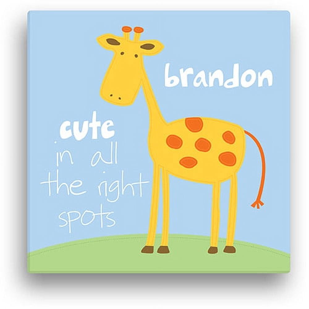 Sandra Magsamen Personalized Giraffe Canvas Wall Art, 16" x 16", Blue