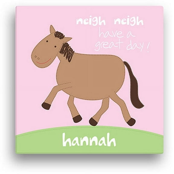 Sandra Magsamen Personalized Horse Canvas Wall Art, 12" x 12", Pink