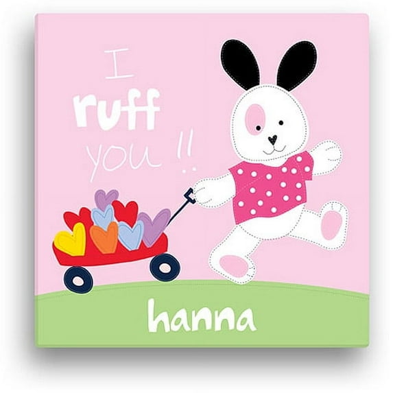 Sandra Magsamen Personalized I Ruff You Canvas Wall Art, 16" x 16", Pink