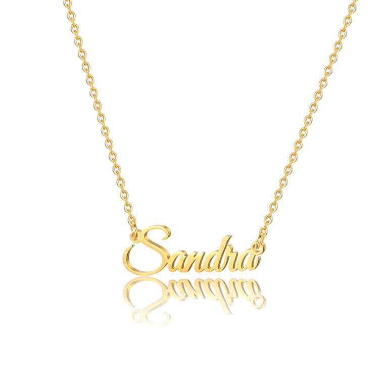Sandra Name Necklace Personalized, Gold Plated Custom Name