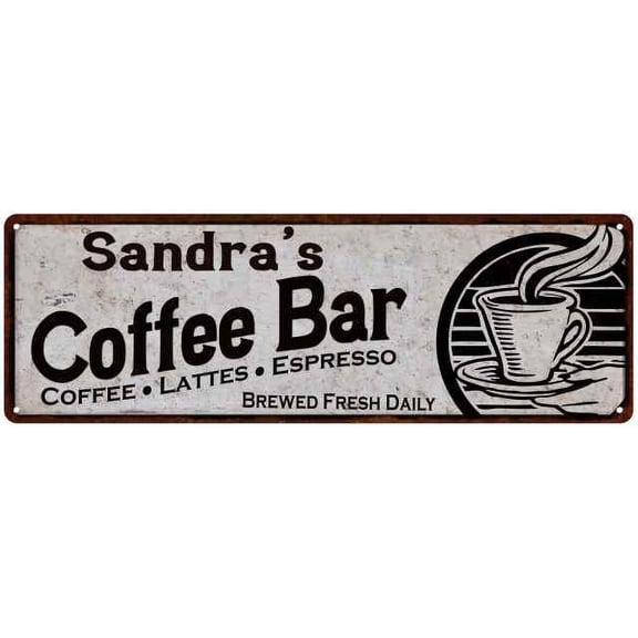 Sandra's Coffee Bar Sign Kitchen Decor 6x18 206180007017
