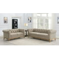 thumbnail image 1 of Sandrine 2-piece Button Tufted Tuxedo Arms Living Room Set Camel, 1 of 12