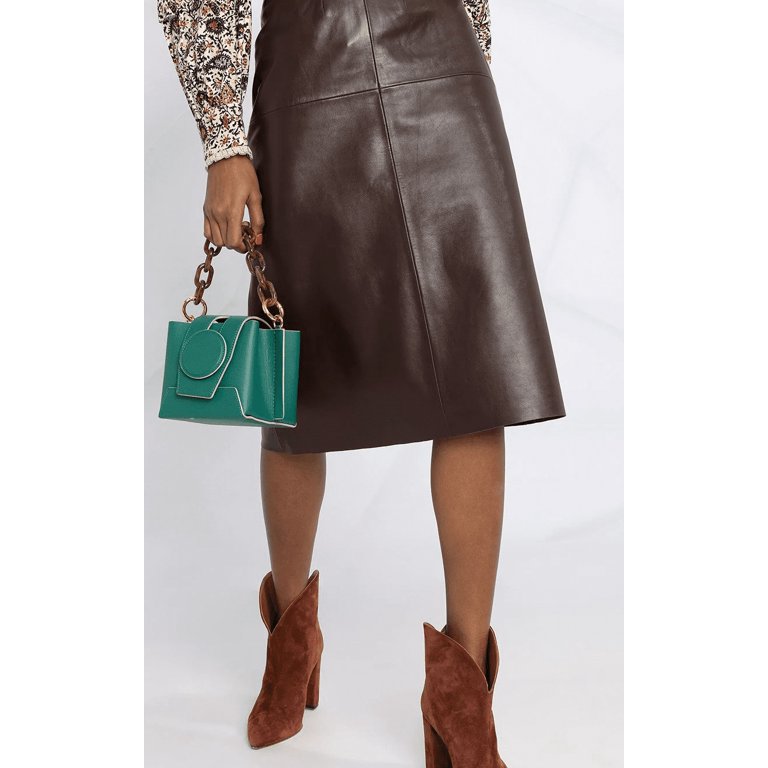 Sandro brown shop leather skirt