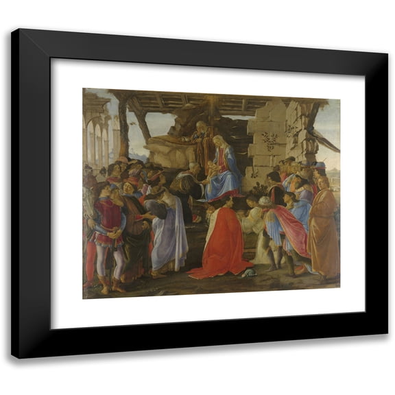 Sandro Botticelli 14x12 Black Modern Framed Museum Art Print Titled - Adoration of the Magi (ca. 1476)