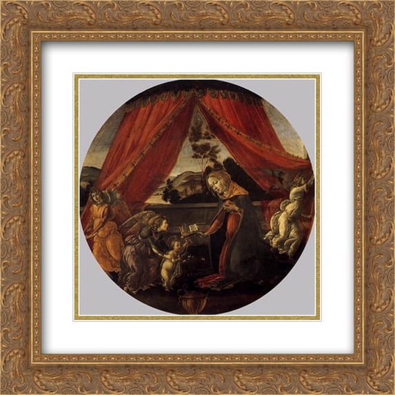 Sandro Botticelli 2x Matted 20x20 Gold Ornate Framed Art Print 'Madonna with Child and Three Angels'