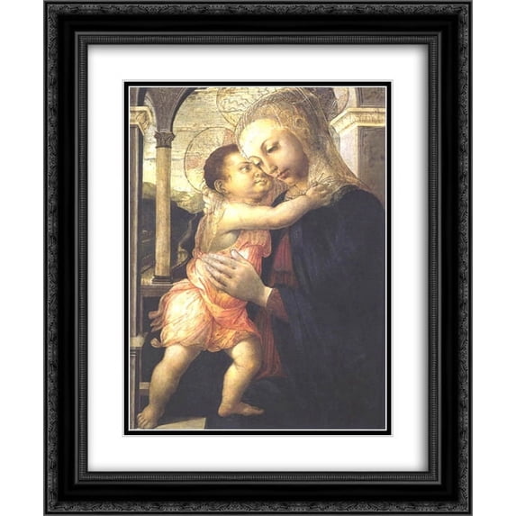 Sandro Botticelli 2x Matted 20x24 Black Ornate Framed Art Print 'Madonna and Child'