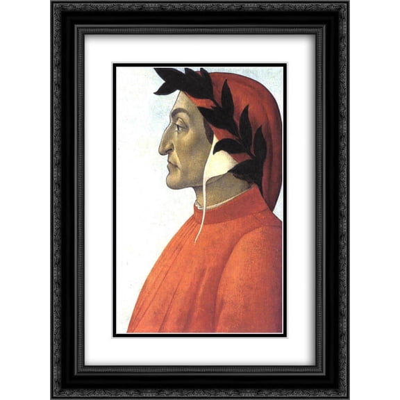 Sandro Botticelli 2x Matted 20x24 Black Ornate Framed Art Print 'Portrait of Dante'