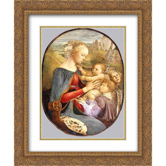 Sandro Botticelli 2x Matted 20x24 Gold Ornate Framed Art Print 'Madonna and Child with Two Angels'