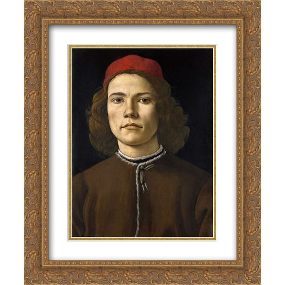 Sandro Botticelli 2x Matted 20x24 Gold Ornate Framed Art Print 'Portrait?of a Young?Man'