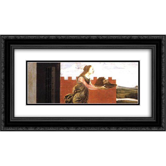 Sandro Botticelli 2x Matted 24x14 Black Ornate Framed Art Print 'Salome with the Head of St John the Baptist'