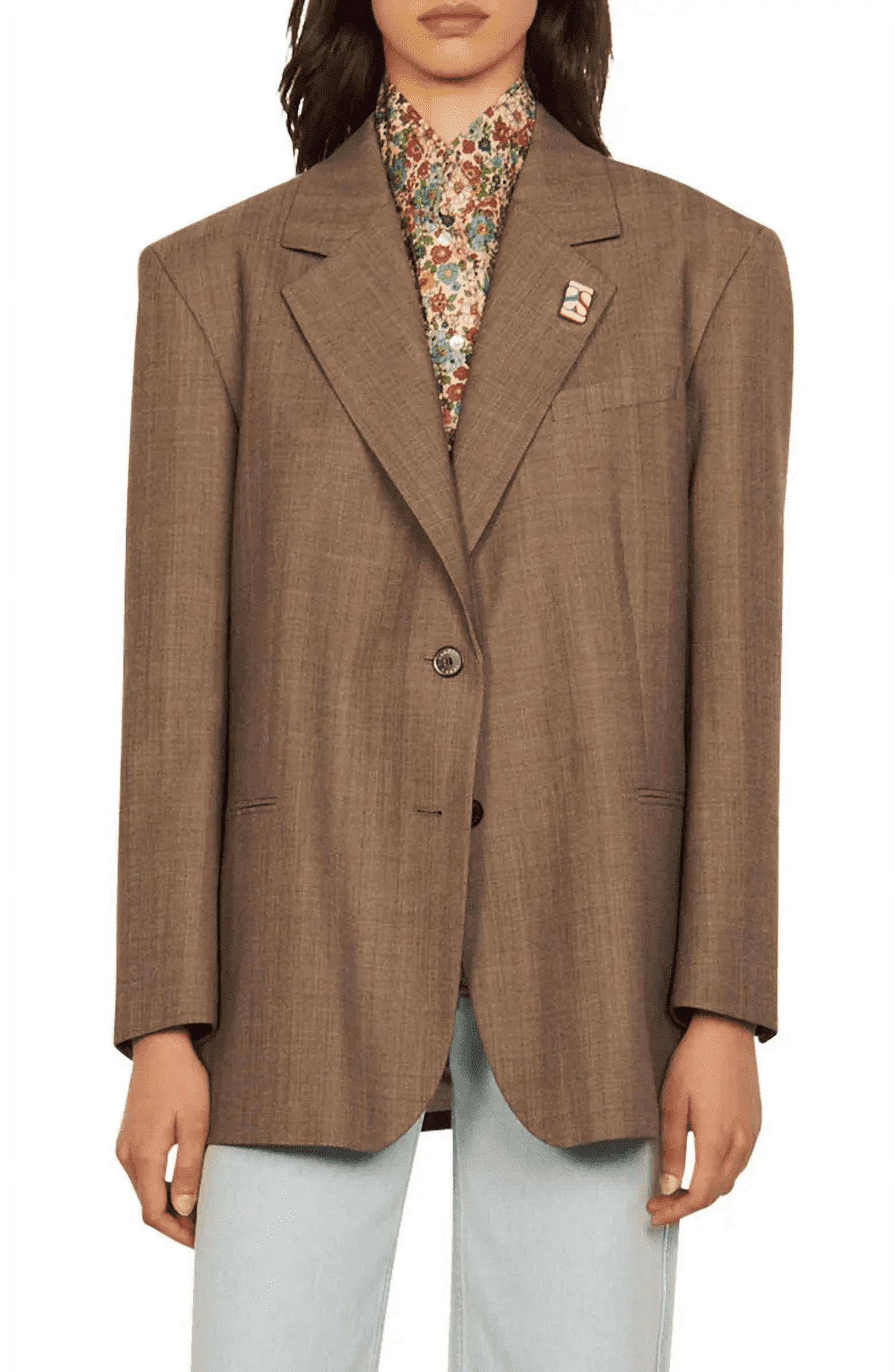 【海外限定】Sandroブレザー☆Notched-Lapel Single-Breasted Wo Sandro TAUPE Women's Sandro Fergie Oversize Blazer, US 42