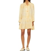 Sandro Women's Yellow Tie Dye Long Sleeve Silk Dress, 40
