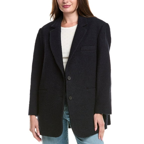 Sandro womens Boucle Wool-Blend Blazer, 34, Blue