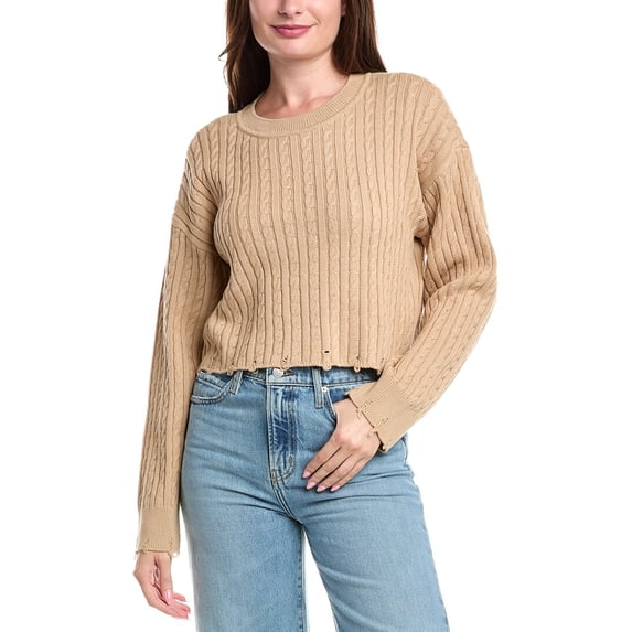 Sandro womens Cropped Wool-Blend Sweater, 2, Beige