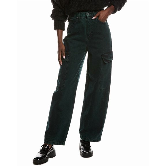 Sandro womens  Denim Cargo Pant, 34, Green
