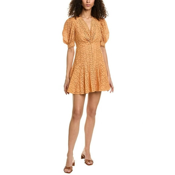 Sandro womens  Eyelet A-Line Dress, 38, Orange